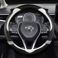 Car Steering Wheel Cover 38cm Leather For Toyota Corolla Avensis Yaris Rav4 Hilux Auris 2015 Camry CH-R 2021 Auto Accessories