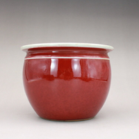 大清乾隆祭紅釉缸 筆洗 古玩古董陶瓷器收藏民間老貨收藏品擺件