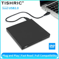 TISHRIC External Optical CD DVD Drive Player External DVD Player USB 2.0 DVD Combo Plug and Play For PC Laptop Desktop