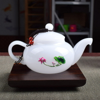 創意鑲錫玻璃壺羊脂玉瓷茶壺泡茶壺單壺耐熱家用琉璃泡茶器沏茶壺
