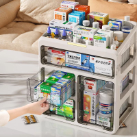 醫藥箱家庭裝多層大容量抽屜式醫用常用藥物收納盒桌面雜物儲物盒