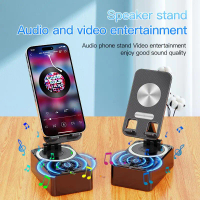 ที่วางโทรศัพท์ ลำโพงบลูทูธ สำหรับดูรายการและฟังเพลง ชาร์จพร้อมกัน ลำโพงอัจฉริยะ 3-in-1 มัลติฟังก์ชั่