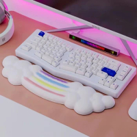 ECHOME Cloudy Rainbow Keyboard Hand Rest Custom Cute Memory Foam Ergonomic Soft Elasticity Wrist Rest for Mechanical Keyboard