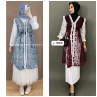 Yeril Outer Tunik Brocade Lace Outer Atasan Wanita Lengan Panjang Undak | Outer Kondangan |Outer Re