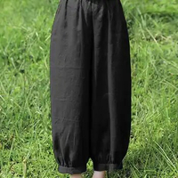ZANZEA Women Solid Long Pants Vintage Elastic Waist Pocket Harem Pants 2024 Summer Retro Baggy Bloomers Casual Loose Trousers