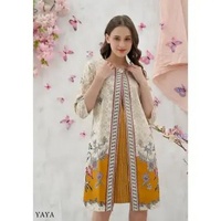 Evercloth Yaya Dress Batik Wanita Dress Wanita Jumbo Batik Couple Seragam YAYA L/XL CREAM