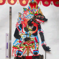 Wayang BUTO RATON HITAM AMRAL MERAH PUTIH BATORO KOLO RAHWANA Kertas Duplek Tebal 85cm Gagang 1 Mete
