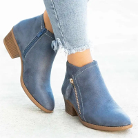2023 Women Booties  Autumn Suede chelsea Boots Women Fashion  Platform Boots Side Zipper Heeled Ankl