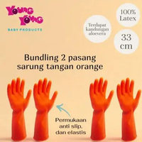 YOUNG YOUNG Bundling Sarung Tangan Karet Latex Gloves 33 CM & Industrial Gloves 43CM O85 Orange