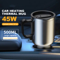 Car Electric Kettle In-car Kettle Travel Thermoses Heating Water Bottle Heating Cup for Water Tea Coffee Milk Car Kettle Thermos