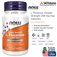 【US】ราคากิจกรรม<NOW Foods> Double Strength L-Theanine 200 mg 60 Veg Capsules แอลธีอะนีน