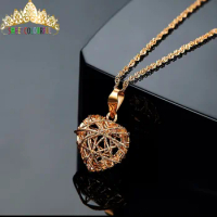 heart-shaped 18k rose gold color gold necklace AU750 three colour gold
