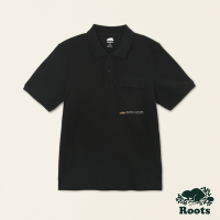 Roots男裝-舒適生活系列 左胸口袋文字LOGO POLO衫-黑色