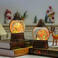 圣誕節裝飾品發光音樂風燈油燈小夜燈創意桌面擺水晶球圣誕節禮物