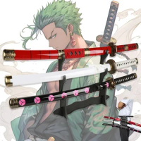 New For 2024 Anime Roronoa Zoro Katana Sword Wooden 80cm/31.5"Enma Purple Unisex Halloween Party Gifts