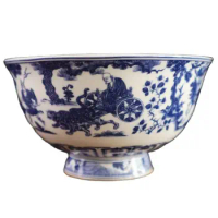 Chinese Old Porcelain Blue And White Figure Story Pattern Chinese Food Bowl