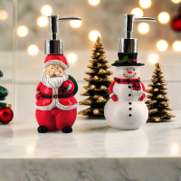 2pcs Christmas Santa Snowman Hand Soap Dispenser, Holiday Liquid Soap Bottle for Bathroom Kitchen, F