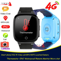 Smart 4G Remote Camera GPS WI-FI Wristwatch Thermometer Video Call Monitor Tracker Location SOS Phone Watch for Kids Student Man
