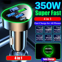 Car Phone Charger USB Type C Super Fast Charge in Car with LED Voltage Monitor for iPhone Samsung Huawei Oneplus Vivo Oppo