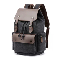 OZUKO Canvas Retro Men's Backpack Large Capacity 20-35L Anti-Theft Bag Wear-Resistant Back for School Teenagers Dripshipping