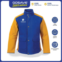 GOSAVE Jaket Las Kulit Slim Fit Full Safety Leather Welding Jacket Tahan Panas dan Percikan Api Untu