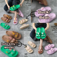 (E8055-1 & E8055-2) Sandal Slop Wanita Tebal Karet Eva Fuji Viral Ban 2 Motif Hello Kitty & Bear Sup