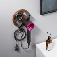 Wall Mounted Copper Wood Hair Dryer Storage Rack for Dyson Supersonic Hair Dryer Bathroom Hair Dryer Holder Stand Organizer
