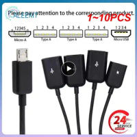 1~10PCS 4 Port Micro USB 2.0 HUB 4-IN-1 OTG Hub Power Adapter Cable For Android Phone Tablet PC