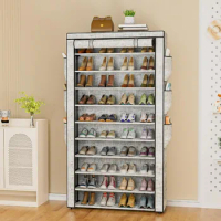 Shoe Rack 10Tier Large Capacity 50-56Pairs Beautiful Tall Shoes Shelf Free Standing Storage Cabinet Entryway Closet