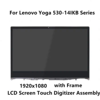 For Lenovo Yoga 530-14IKB 81EK 530 14 Series 1920x1080 IPS LCD Panel Display Screen Touch Glass Digitizer Assembly with Frame