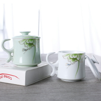 陶瓷茶杯過濾泡茶杯辦公杯家用馬克杯帶蓋勺水杯茶水分離杯子