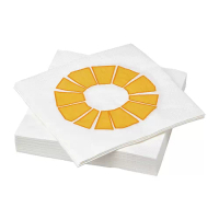 BRÖGGAN 餐巾紙, 白/黃色, 33x33 公分