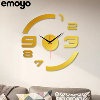 創意亞克力diy鏡面墻貼掛鐘 客廳免打孔個性數字裝飾壁鐘鐘表