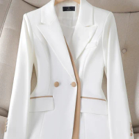 Yitimuceng Prink White Blazer for Women Autumn Winter 2023 New Korean Fashion Long Sleeve Slim Jacket Office Ladies Formal Coats