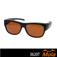 【MOLA】摩拉近視偏光太陽眼鏡 男女 超輕量 開車 UV400 黑框 茶片 3620Tblb(新款上市)