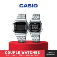 Jam Tangan Digital Couple Casio ABL-100WE-1BDF & LA680WA-1BDF Original Stainless Steel Strap