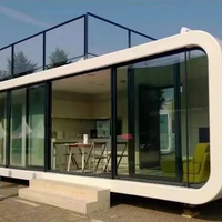 40ft Prefab Home Stay Cabin Glass Houses Outdoor Garden Pod Living Container Villa Homes, Apple Sunroom Capsule cabin Hotel