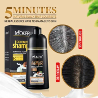 Mokeru Fast Dyeing Black Long Lasting Color Black Hair Shampoo Organic Pure Natural Coconut Hair Dye Shampoo for Hair Women Man