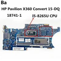 For HP Pavilion X360 Convert 15-DQ Laptop Motherboard SRFFX I5-8265U CPU 18741-1
