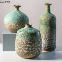Chinese Ceramic Vase Stoneware Handmade Color Flower Vase Flower Arrangement Hydroponics Accessories Ceramic Handicraft