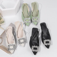 Fairy Style Niche Thick-Soled Height-Increasing Closed-Toe Sandals for Women New Summer Rhinestone S