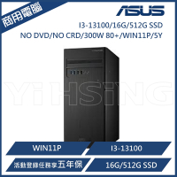 【升級五年保】ASUS 華碩 D500TE 商用電腦 (i3-13100/16G/512G/NO DVD/NO CRD/300W 80+/WIN11P/5Y) 商用桌上型電腦 商用PC