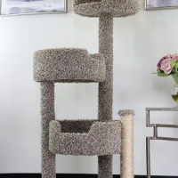 Real Wood and Carpeted Cat Tree, Speckled