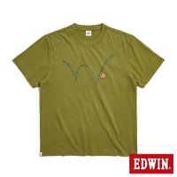 EDWIN  寬版大W短袖T恤-男款 灰綠色 #503生日慶