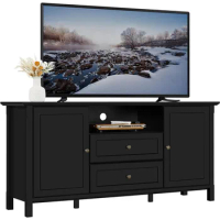 TV Stand for 65 Inch TV,2 Central Drawers &amp; Open Shelf,TV Console Table Media Cabinet