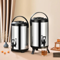 【極美家居】不鏽鋼保溫桶-6L黑色 多層保溫鎖冷(保溫桶 奶茶桶 保冷飲料桶 冰桶)