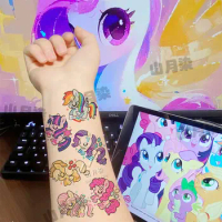 Kawaii Anime My Little Pony Pinkie Pie Twilight Sparkle Tattoo Stickers Cute Cartoon Rainbow Dash Fluttershy Handbook Stickers