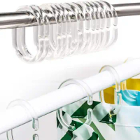 24pcs Shower Curtain Rings Clear C-Shaped Shower Curtain Hooks Bath Drape Loop Clips Shower Rail Ring for Bathroom Curtain Rod