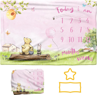 Baby Milestone Blanket Pink Classic Winnie Monthly Milestone Blanket For Baby Girl The Pooh Bear Sof