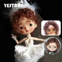 YESTARY Blythe BJD Doll Mohair Wigs Dolls Accessories Girls Toys Tress Small Curly Hair Korean Style Explosive Head Blythe Wigs